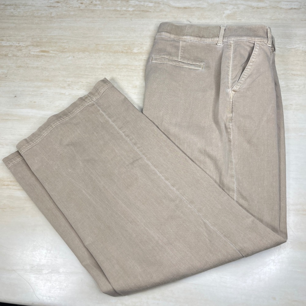 American Eagle Super High-Rise Wide Leg Pleated Khaki Pants Tan Size 10 Long - Picture 7 of 15